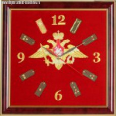 Часы настенные с вышитой эмблемой Вооруженных сил России